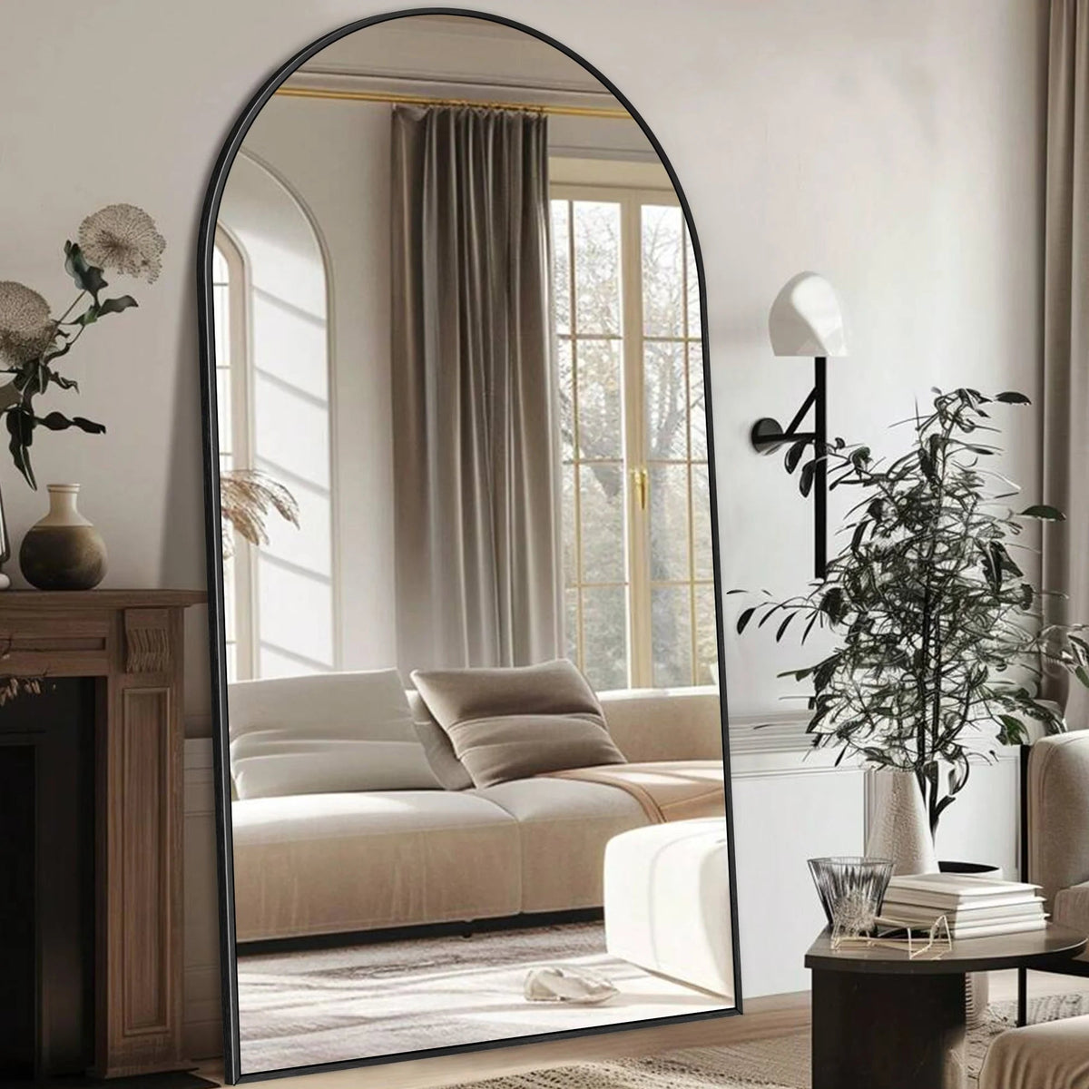 Arched Full Length Floor Mirror With Aluminum Alloy Frame - 65x22, 71x24, 71x28, 71x32