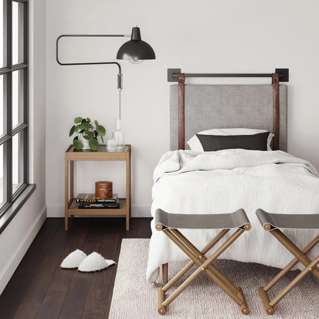 Wall-Mount Upholstered Headboard With Metal Rail - Twin, Queen & King