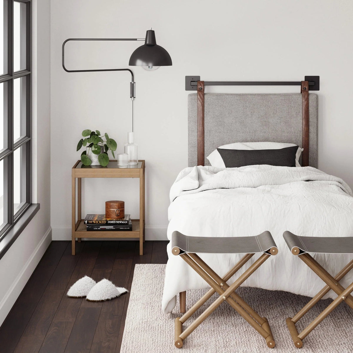 Wall-Mount Upholstered Headboard With Metal Rail - Twin, Queen & King