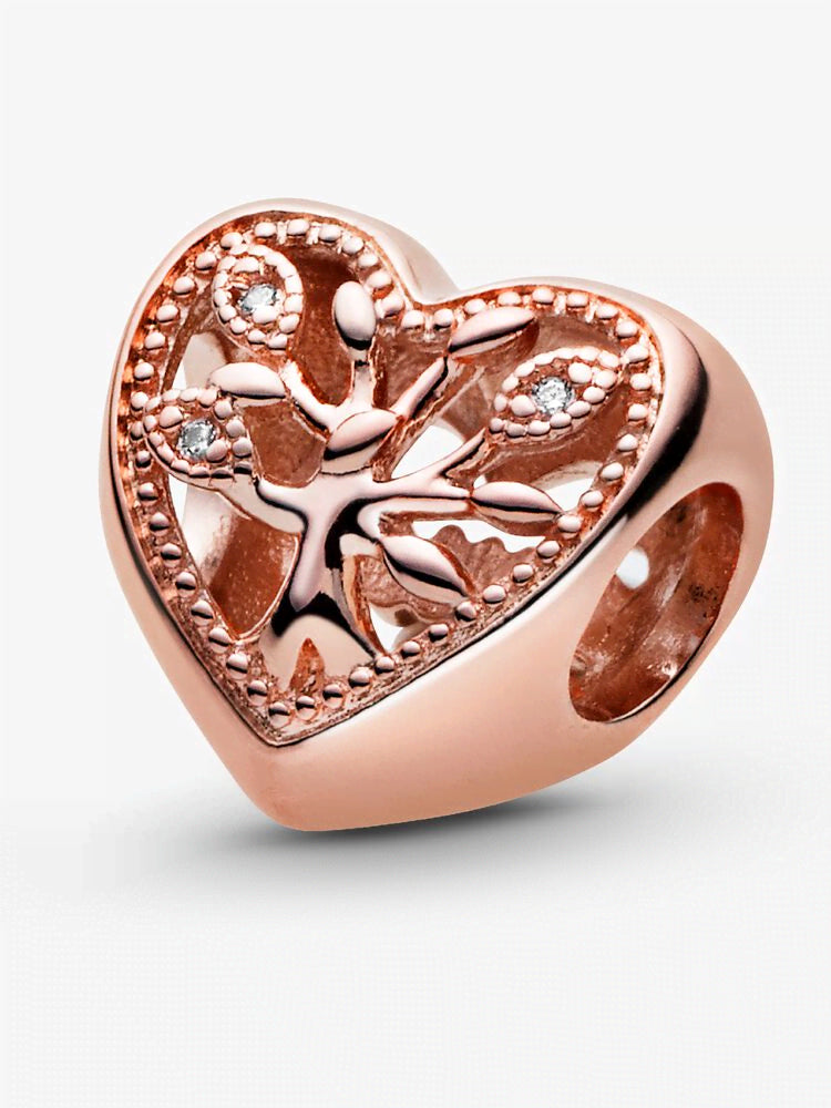 Openwork Family Tree Heart Charm