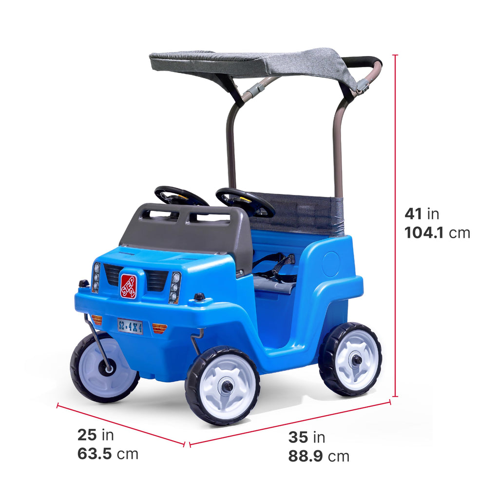 Kids 2-Seat Side-by-Side Push Ride-On SUV - Blue Or Gray