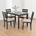 5-Piece Solid Wood Dining Table Set With 4 Slat Back Chairs - 47L