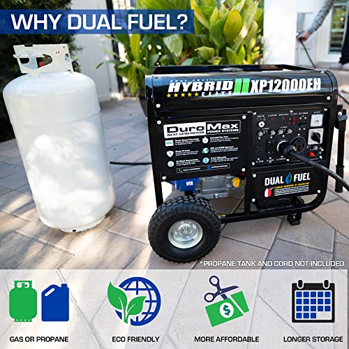 DuroMax Dual Fuel Generator 12,000W Gas/Propane, 457cc 4-Stroke - XP12000EH
