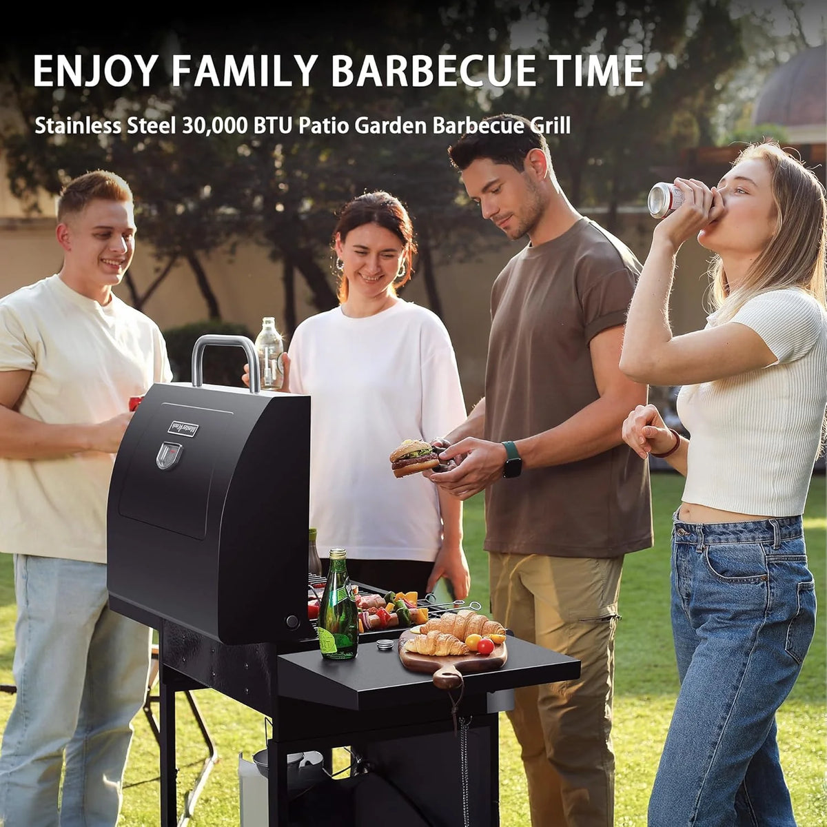 MASTER COOK 3-Burner Propane Gas Grill, 30,000 BTU, Black