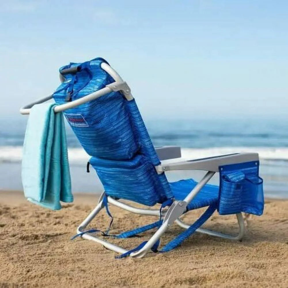 Tommy Bahama Backpack Beach Chairs, Blue, 2 Pack - 300 lb Capacity