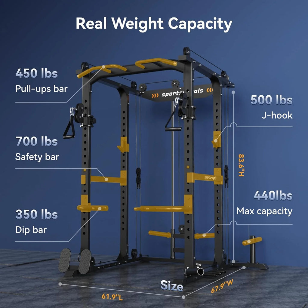 Sportsroyals Power Cage With Lat Pulldown, Black - Power Cage