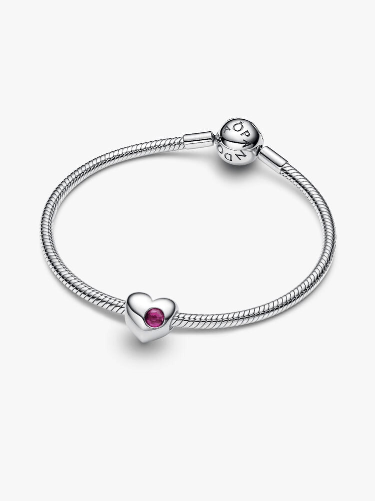 Engravable True Red Stone Heart Charm