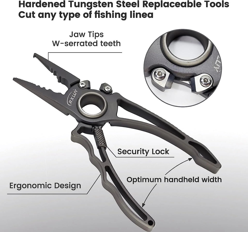 RXLUY Titanium Fishing Pliers With Tungsten Cutters, 7.49 in, 0.34 lb