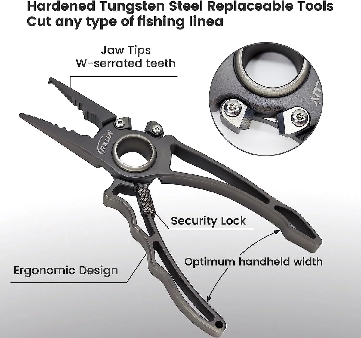 RXLUY Titanium Fishing Pliers With Tungsten Cutters, 7.49 in, 0.34 lb