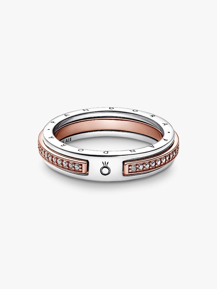Pandora Signature Two-tone Logo & Pavé Ring