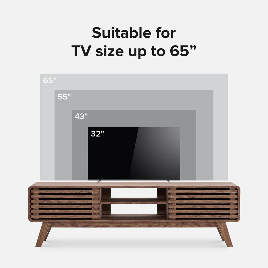 mopio Ensley 59in Walnut TV Stand for 55/60/65 inch TV
