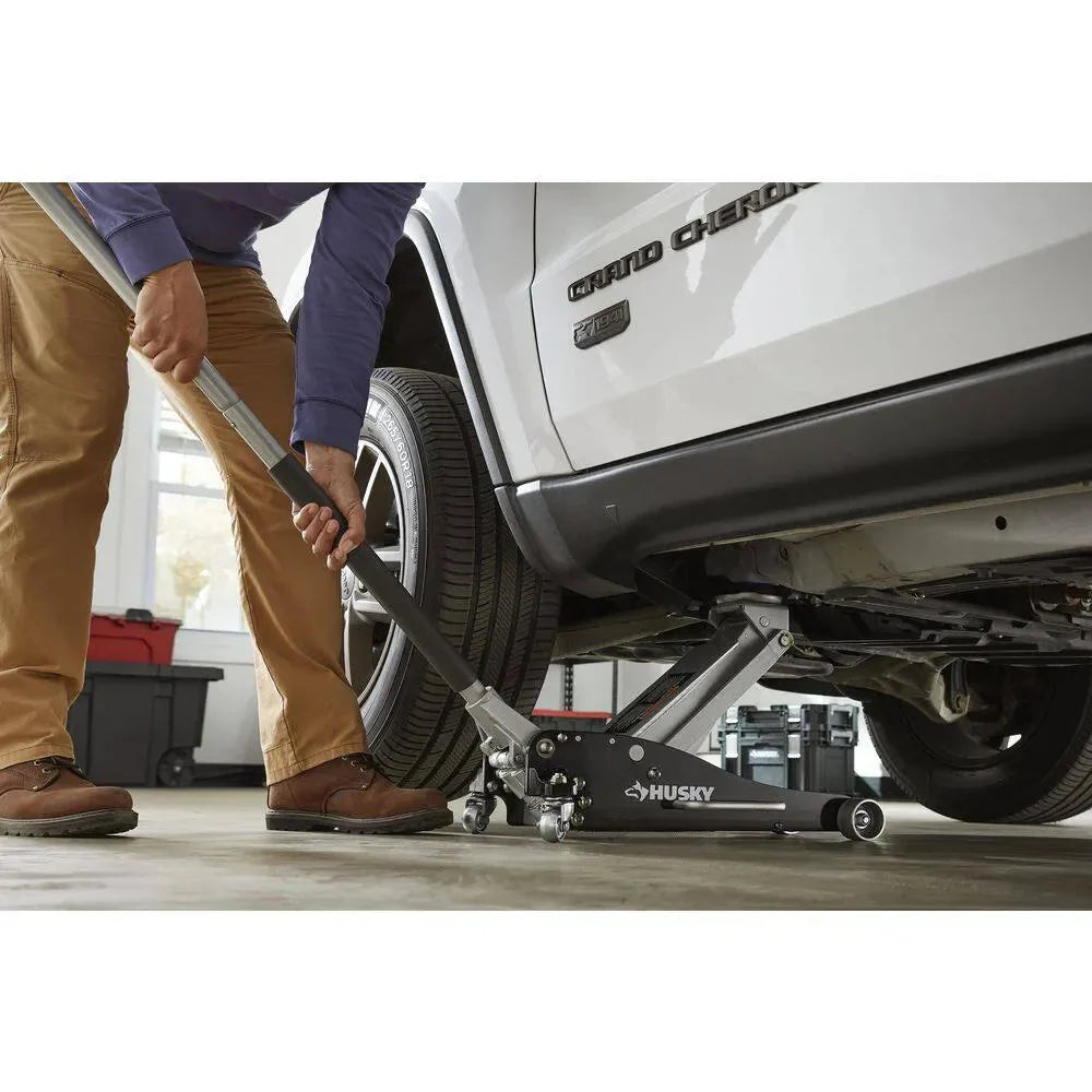 Husky 3-Ton Aluminum and Steel Car Jack, 4 in. to 18-1/2 - HPL4751