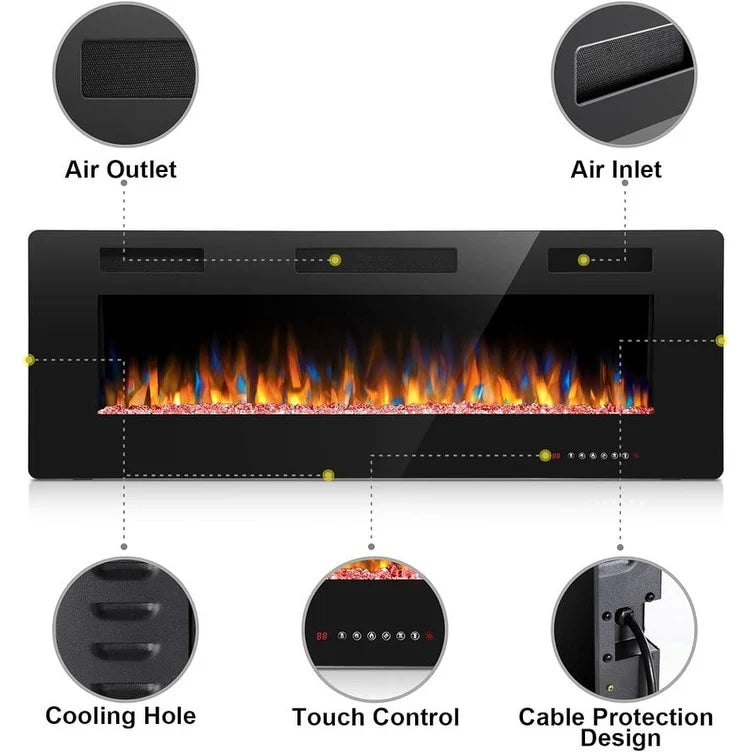 R.W.FLAME Recessed Electric Fireplace Heater, 30-inch, 750-1500W