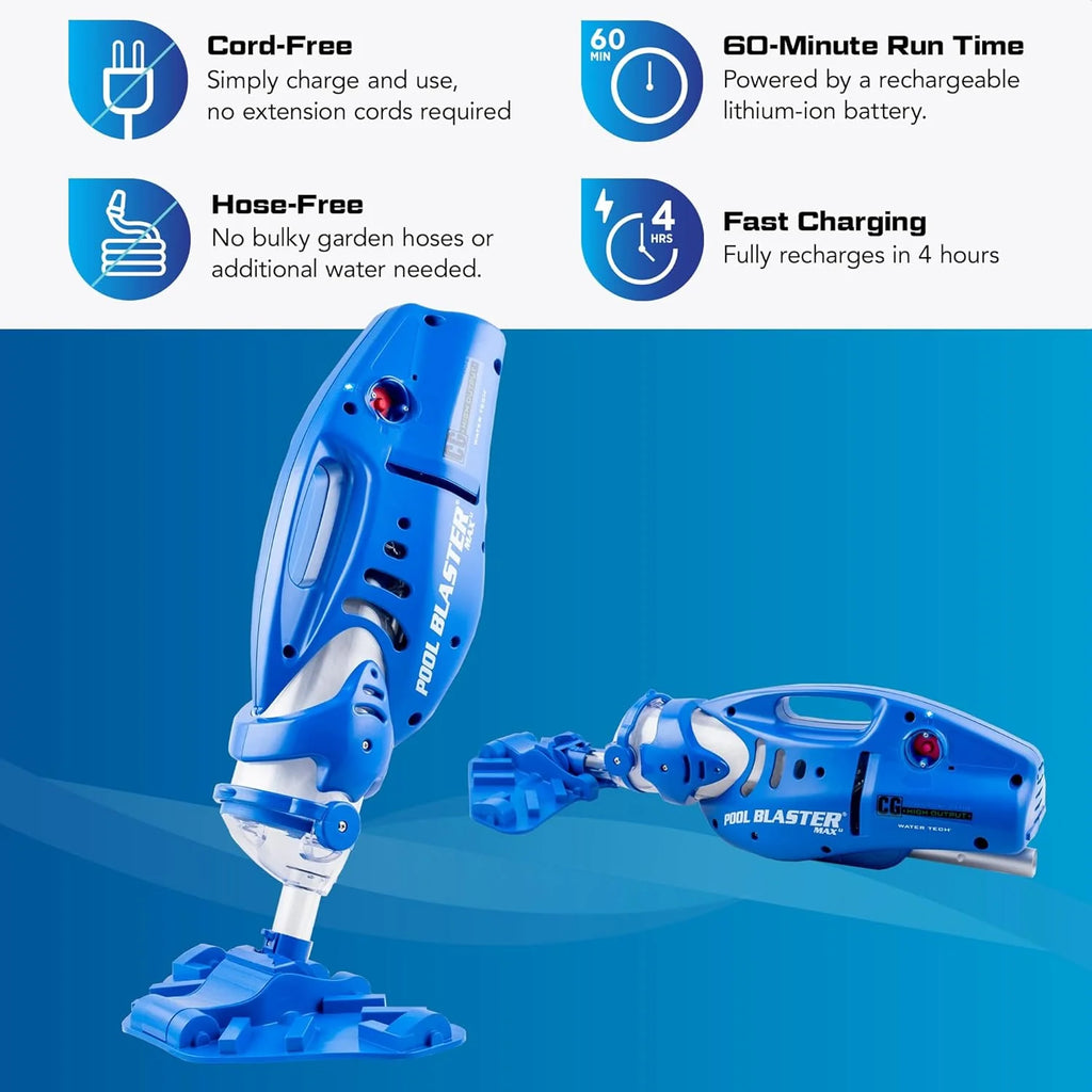 Pool Blaster Handheld Cordless Pool Vacuum, Blue And White - Max 30000ML