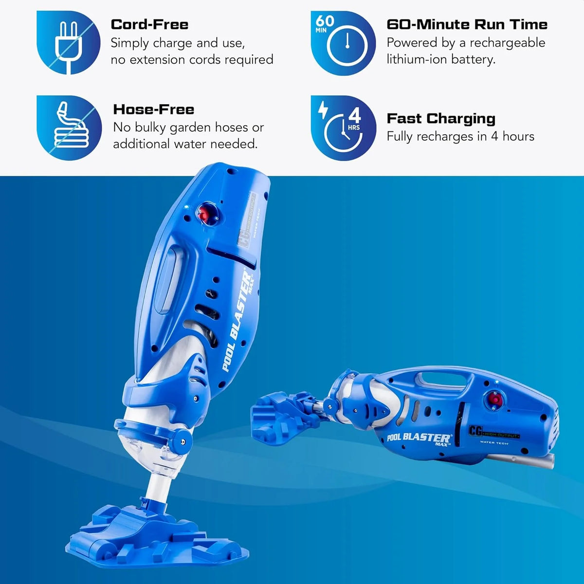 Pool Blaster Handheld Cordless Pool Vacuum, Blue And White - Max 30000ML
