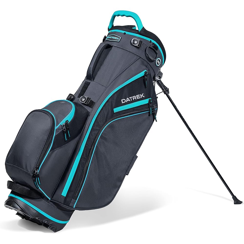 Datrek Go Lite Hybrid Golf Stand Bag, 14-Way Top, 6 Pockets, Charcoal/Turqouise/Black