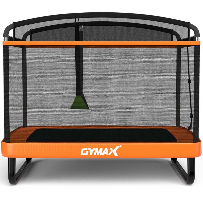 6 FT Kids Rectangle Trampoline With Swing And Safety Fence - ASTM Approved, Ages 3-8