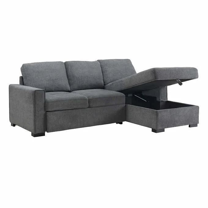 Kendale Sleeper Sofa With Storage Chaise, Gray, 91.73in L x 64.56in W x 37.99in H - Kendale