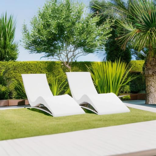 Aqua Chairs In-Pool Chaise Lounger, Classic White, 2-Pack, 66in D x 22in W x 24in H - Up To 9in Water Depth