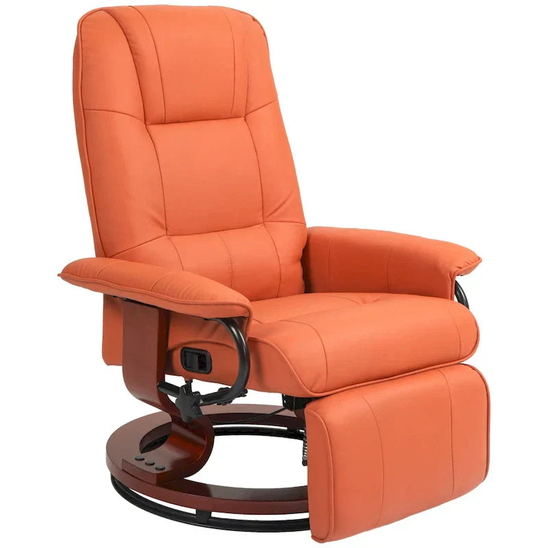 HomCom Faux Leather Manual Swivel Recliner Chair With Extendable Footrest