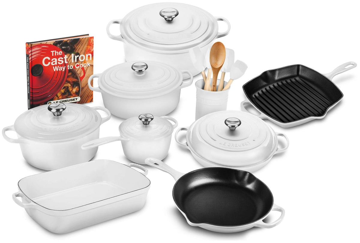 Signature 20-Piece Enameled Cast Iron Cookware Set - 10.25 in Skillet, 1.75-Quart Saucepan