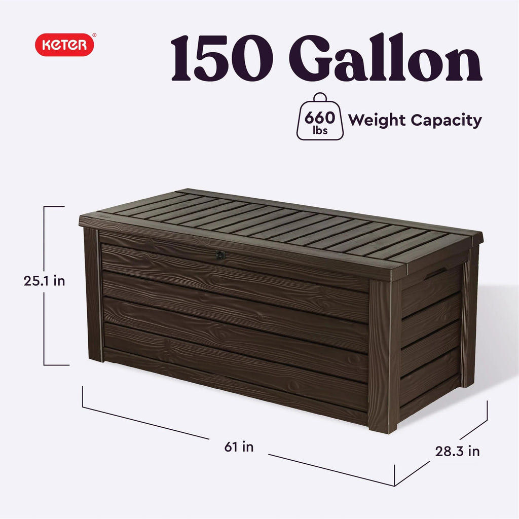 150 Gallon Outdoor Resin Deck Box With Bench Seat