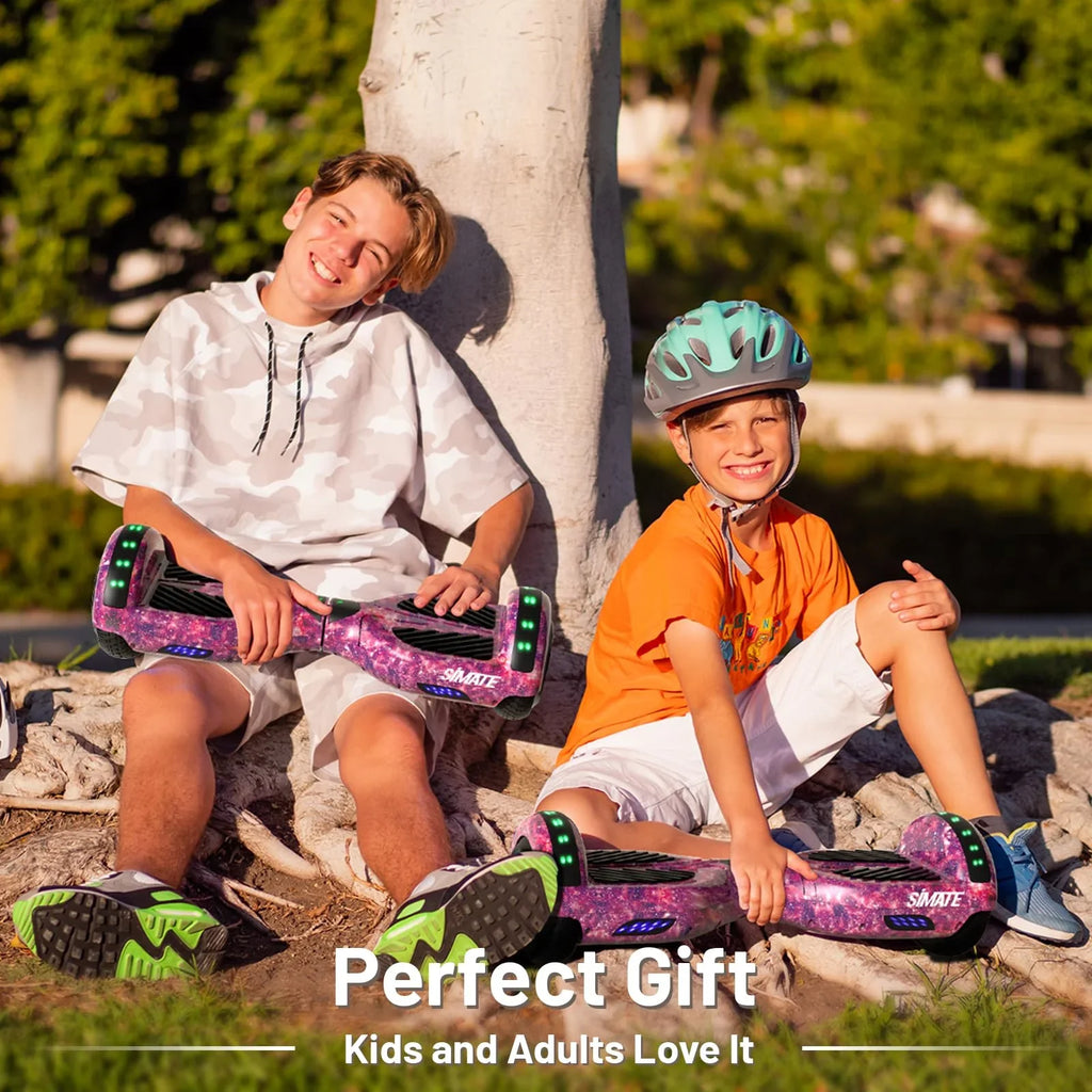 SIMATE 6.5in Self-Balancing Hoverboard With Bluetooth, LED Lights, Galaxy Purple - SIMATE Hoverboard