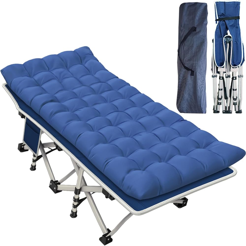 Getovin Heavy-Duty Double Layer Oxford Camping Cot With Thick Pad - 450 lbs