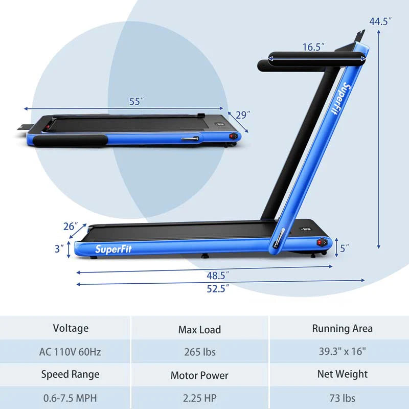GYMAX 2-in-1 Folding Under Desk Treadmill With Speaker, App And Remote Control - 2.5HP
