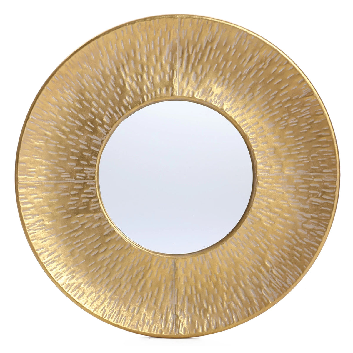 3-Piece Gold Metal Round Wall Mirror Set - 22.25" x 2.36", 19.7" x 2.25", 15.4" x 2.25"