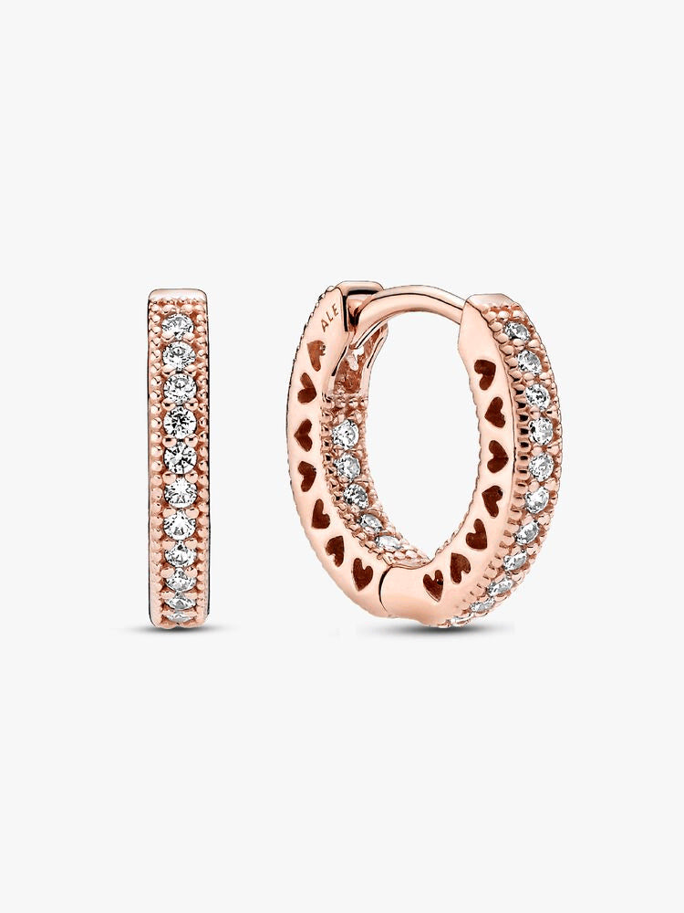 Pavé Heart Hoop Earrings