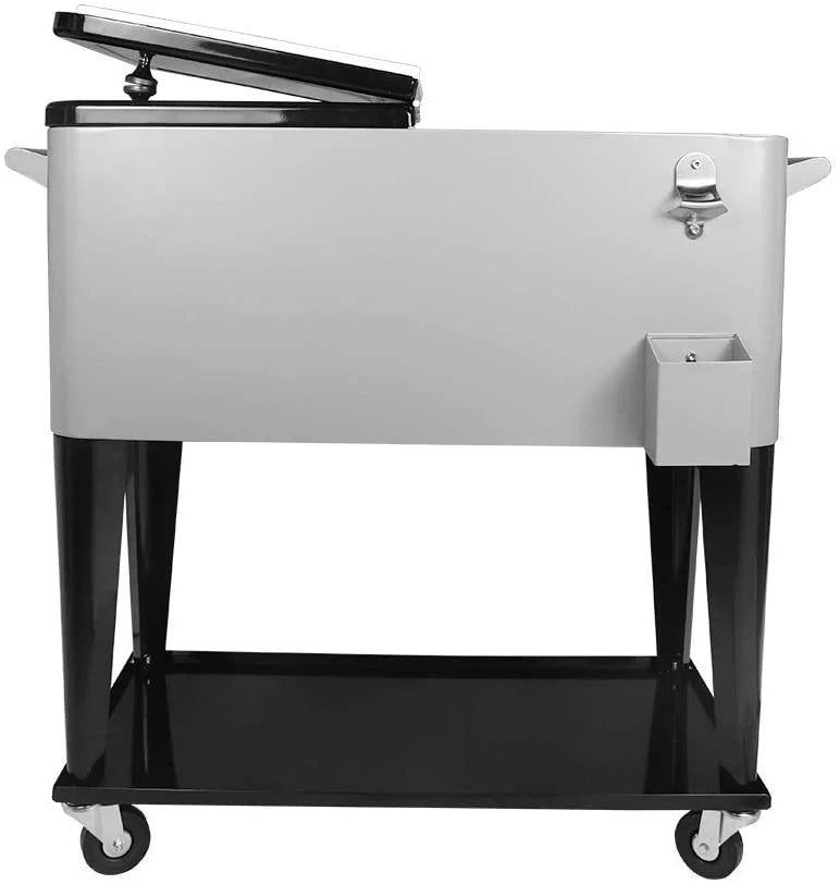 VINGLI 80 Quart Rolling Cooler Cart - 20 Gallon, 70 Cans/50 Bottles