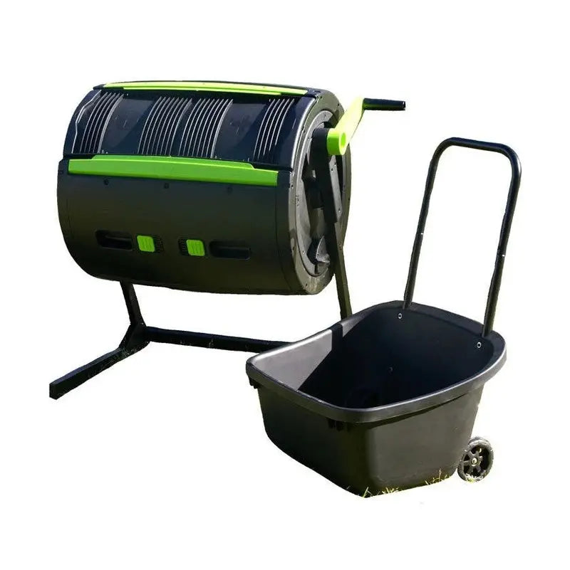Maze 65-Gallon Dual-Chamber Compost Tumbler With Integrated Cart - Black