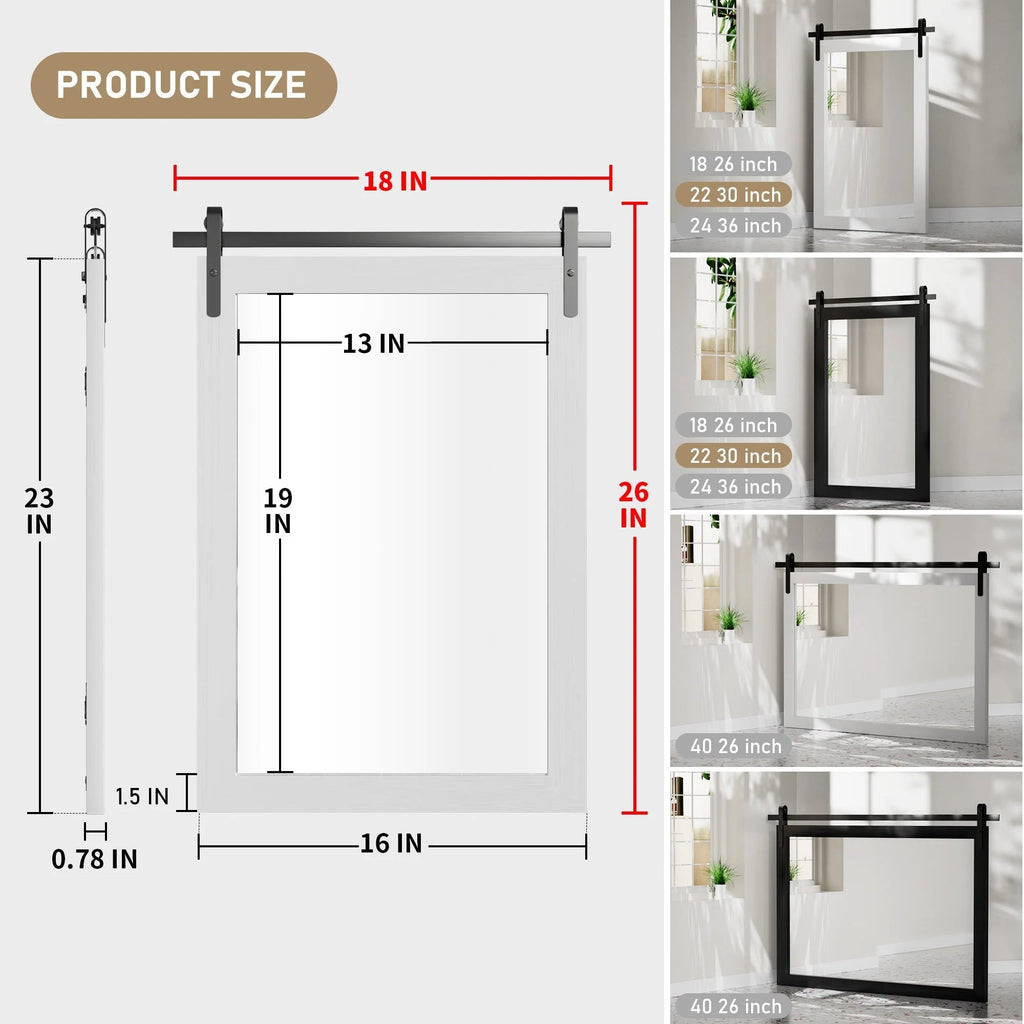 Rectangular Wall Mirror With Wood Frame, 18 x 26 in, 22 x 30 in, 24 x 36 in, or 40 x 26 in - Multiple Sizes