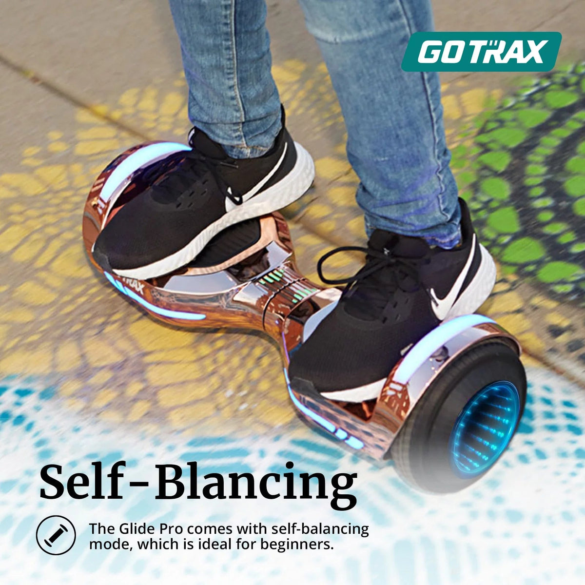 Bluetooth Self-Balancing Hoverboard With 6.5-Inch Wheels, 7-Color Lights, 44-176 Lb. Capacity - Silver