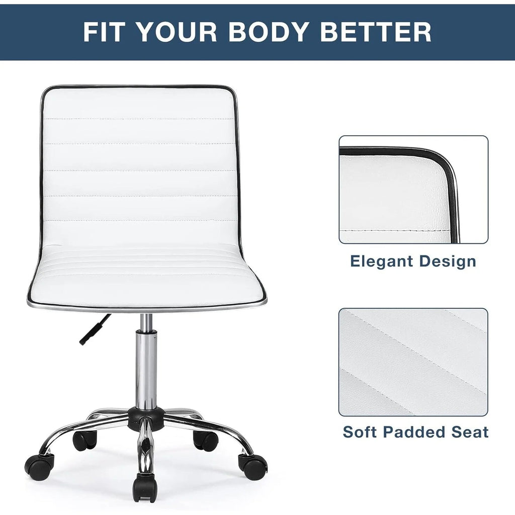 Adjustable Mid-Back Armless Swivel Office Chair With PU Leather - 265 lbs.