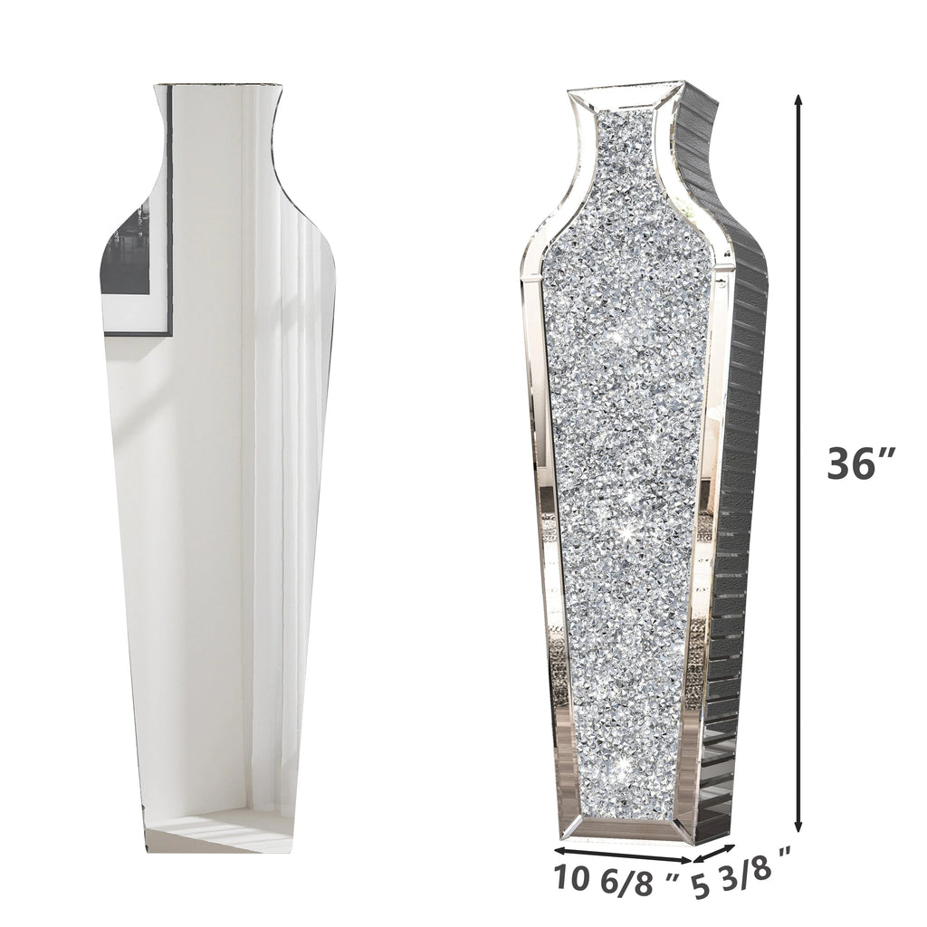 Crushed Diamond Floor Vase, Glass And MDF - 26.8 in, 36 in, 43 in