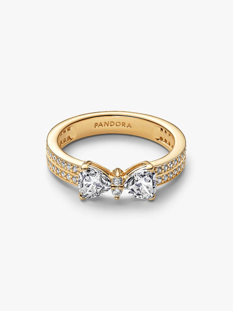 Sparkling Bow Double-row Ring