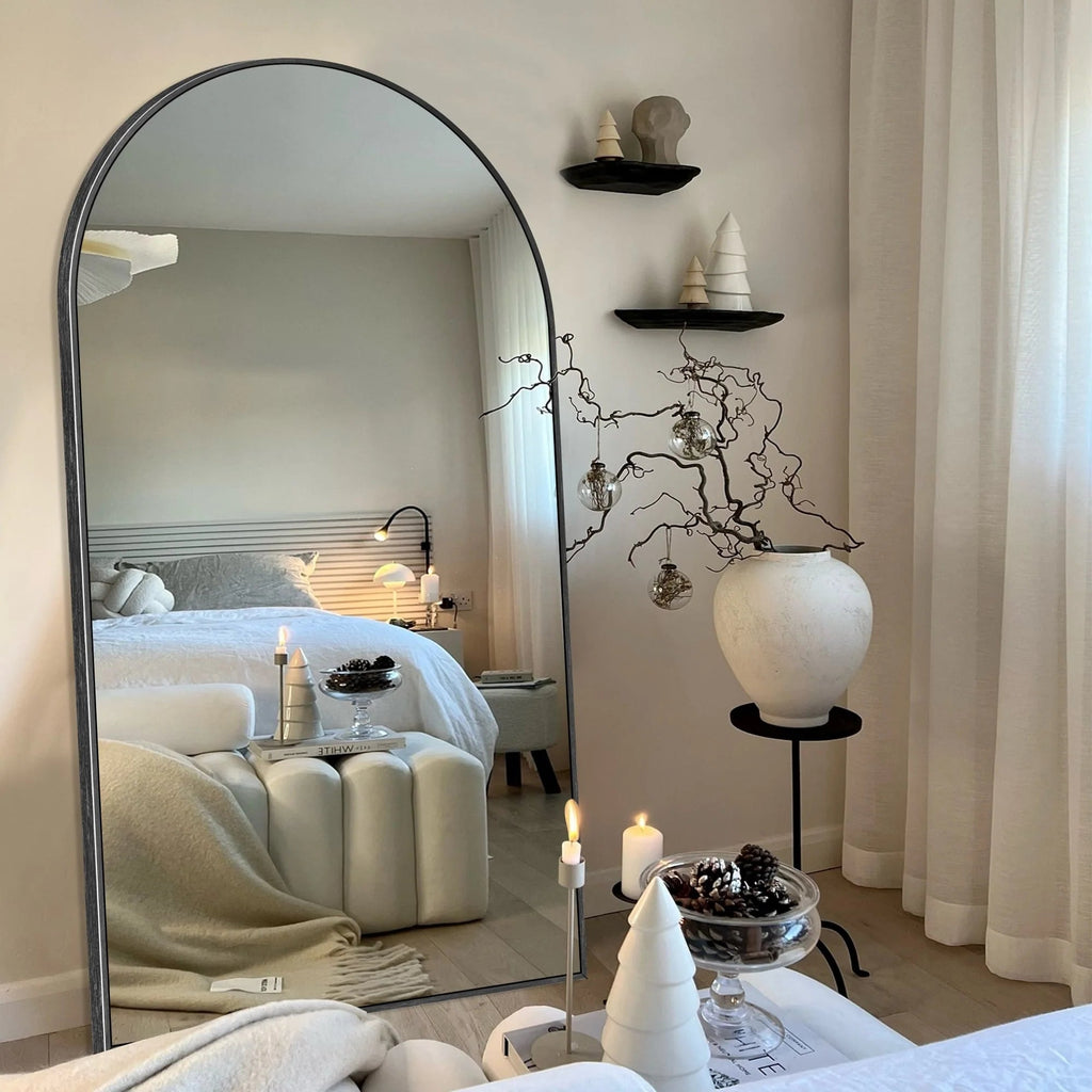 Arched Full Length Floor Mirror With Aluminum Alloy Frame - 65x22, 71x24, 71x28, 71x32