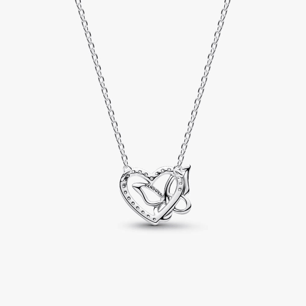 Entwined Heart & Butterfly Pendant Necklace