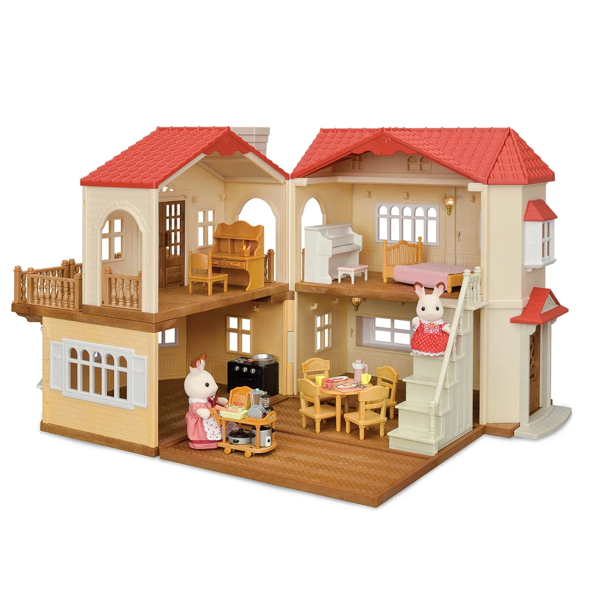 Calico Critters Red Roof Country Home Dollhouse Playset With Figures, Furniture And Accessories