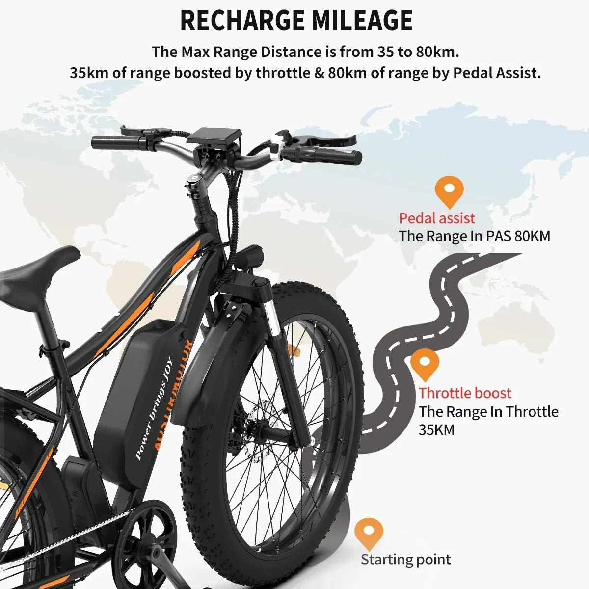26 in 48V 13Ah 750W Fat Tire Electric Mountain Bike, Black - S48
