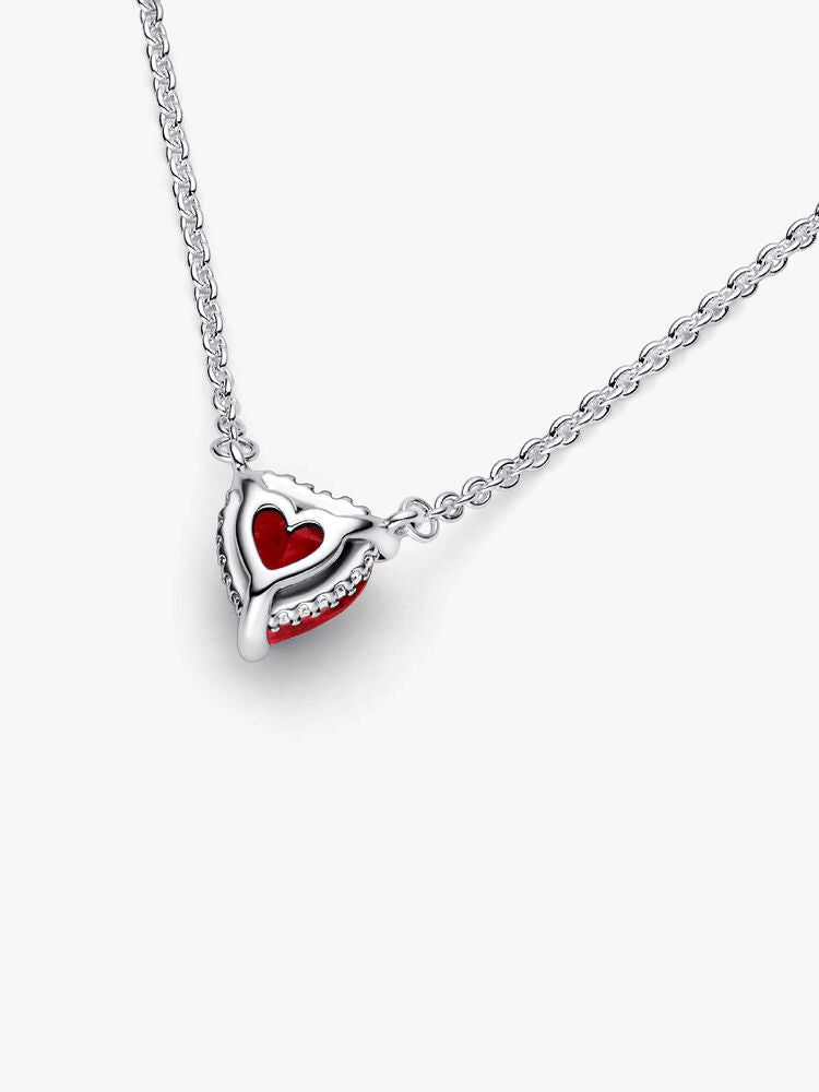 Sparkling Heart Halo Pendant Collier Necklace