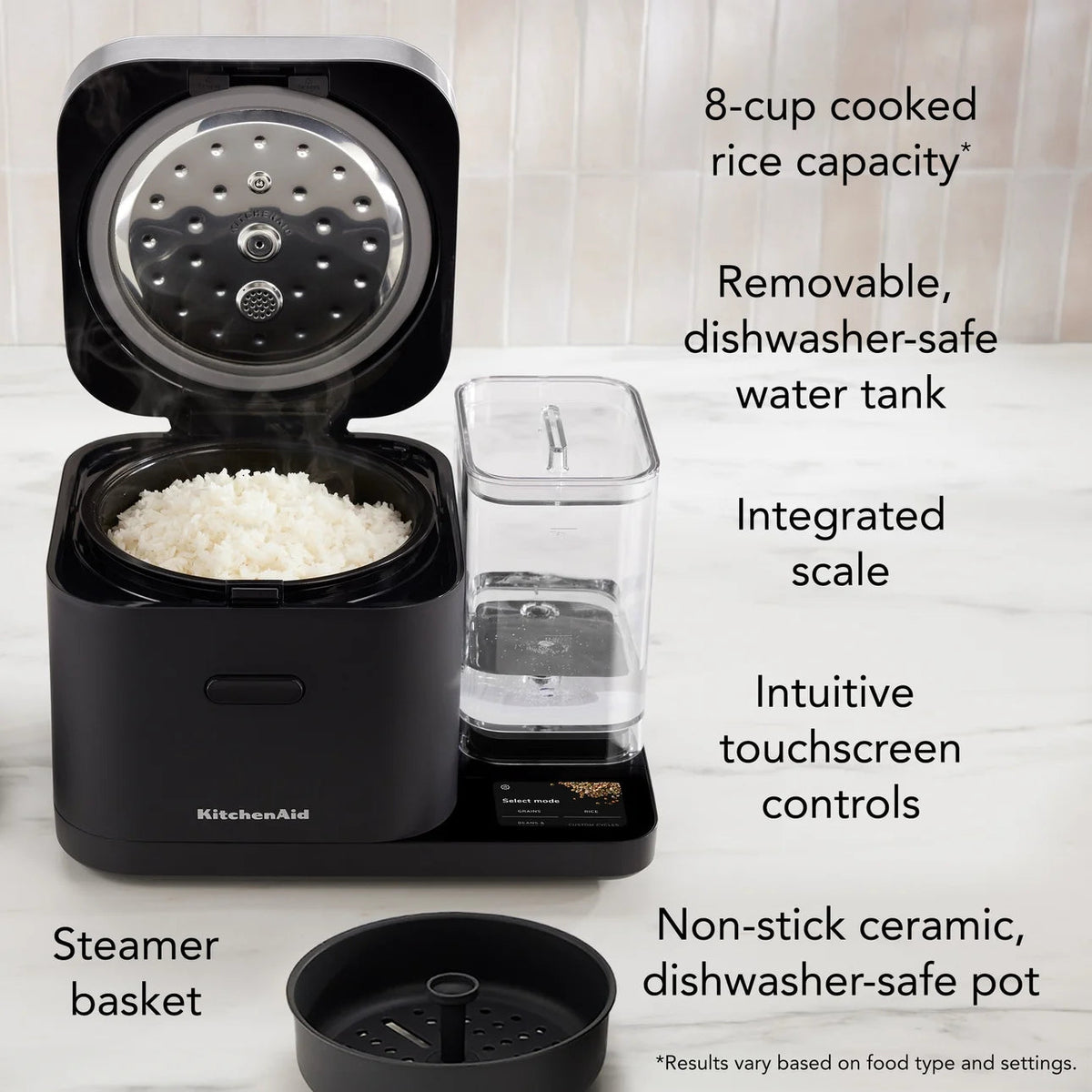 KitchenAid Grain And Rice Cooker 8 Cup With Integrated Scale And Water Tank - KGC3155BM