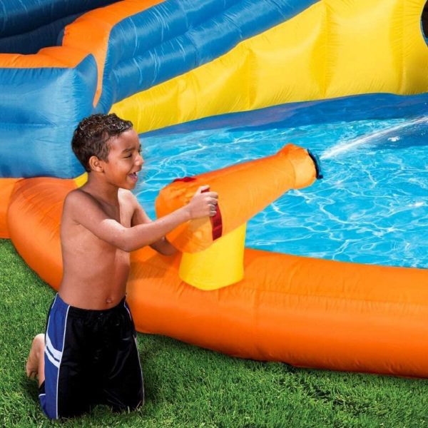 BANZAI Inflatable Aqua Splash Park With 2 Slides, 262 x 212 x 118 Inches - Pipeline Twist