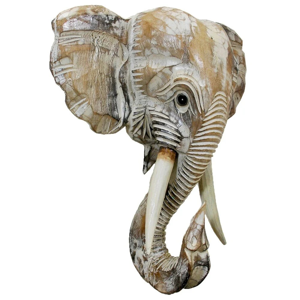 Wooden Elephant Head Wall Decor