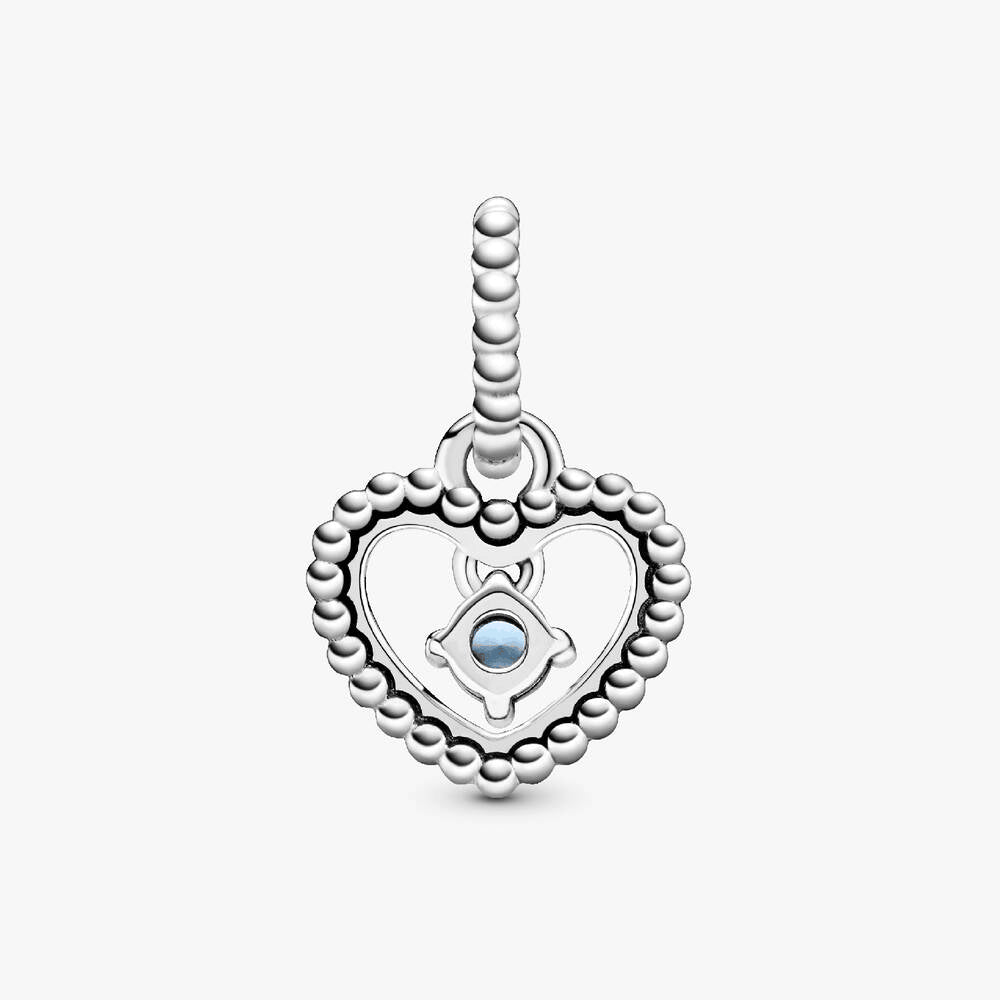 FINAL SALE - December Sky Blue Beaded Heart Dangle Charm