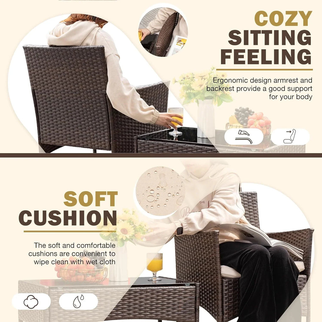 4-Piece Patio Rattan Wicker Furniture Set - T-LCRF834M18