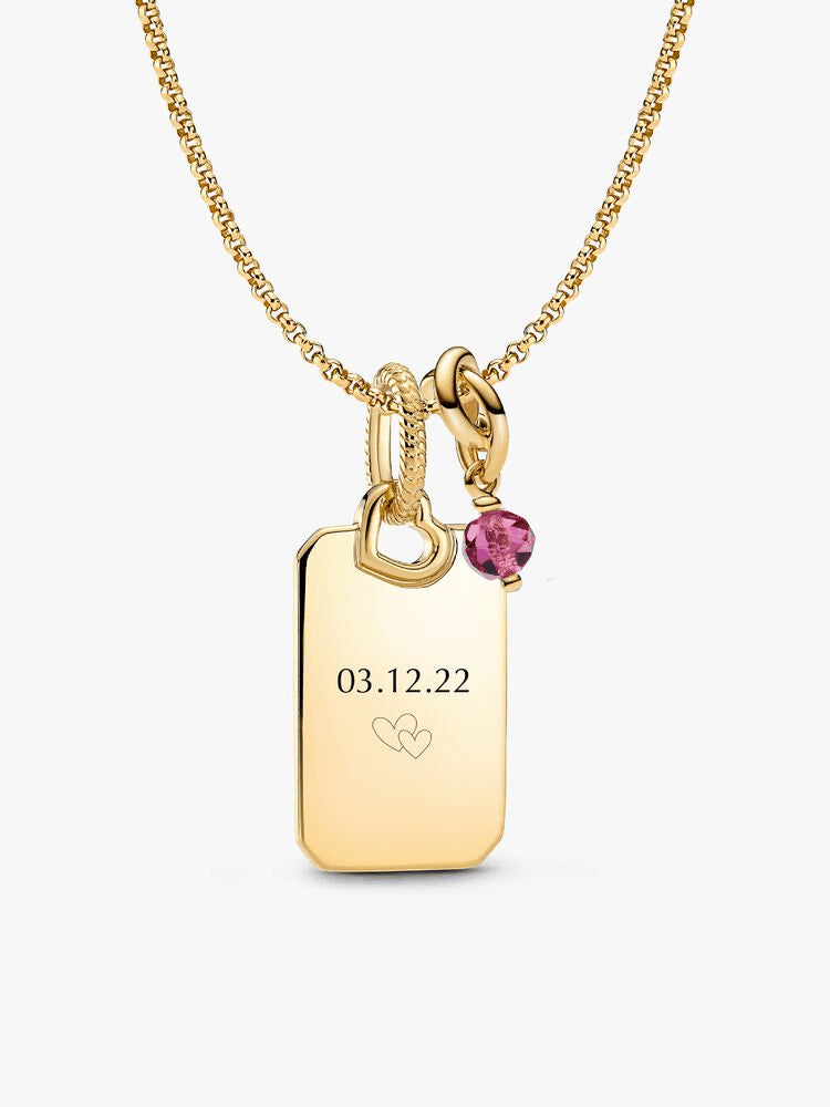 October Engravable Dangle Charm Necklace Set