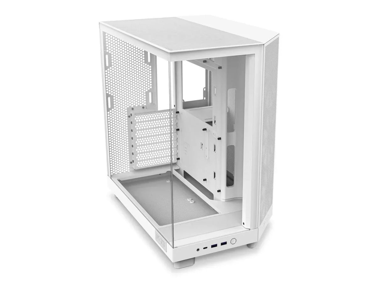 NZXT H6 Flow Compact Dual-Chamber Mid-Tower Airflow Case, White - CC-H61FW-01